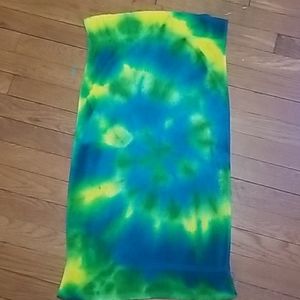 A tie die towel